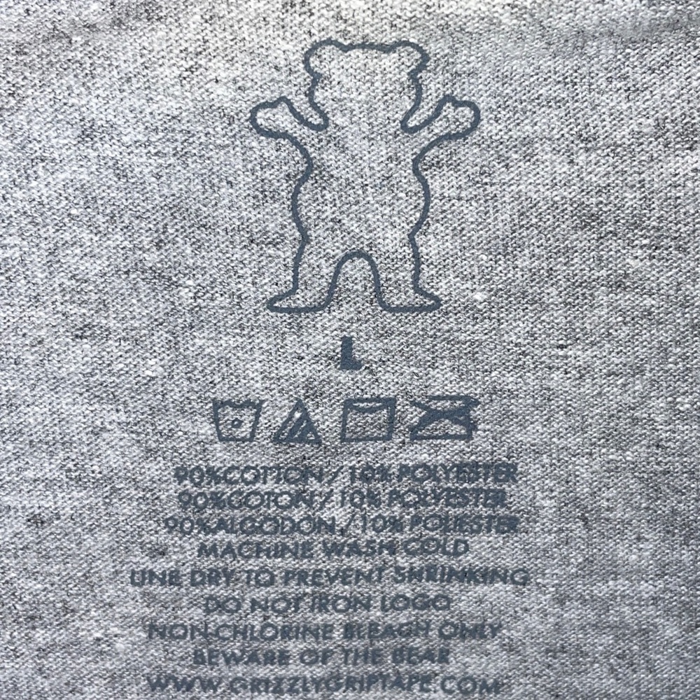 Grizzly Griptape T-Shirt OG Bear Gray & Black Short Sleeve tee Men's Large NWOT - Picture 4 of 5